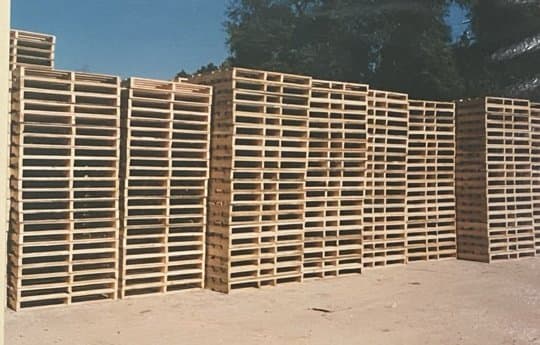Pallet stacks in the yard