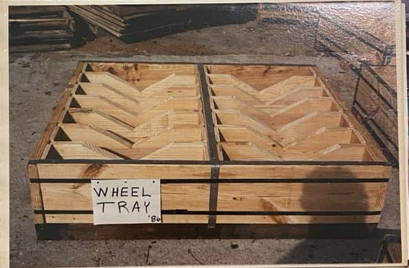 Wheel trays, labeled 1986